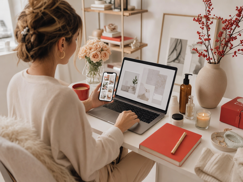 Affiliate marketer building Pinterest pins that drive review page traffic