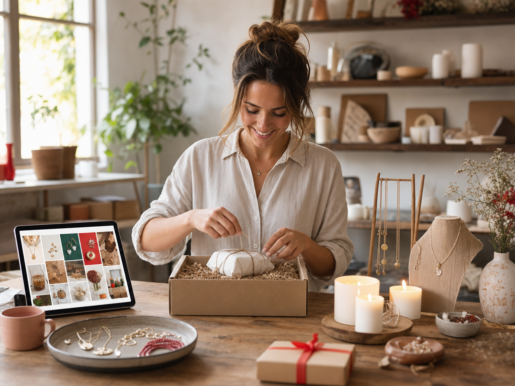 Etsy seller creating Pinterest pins for handmade product listings